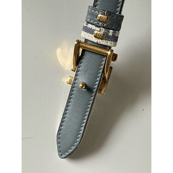 Fendi FF Gold Buckle Reversible Slim Gray Belt 95/38 Italy 8C0719 NWT $550 - Picture 7 of 8